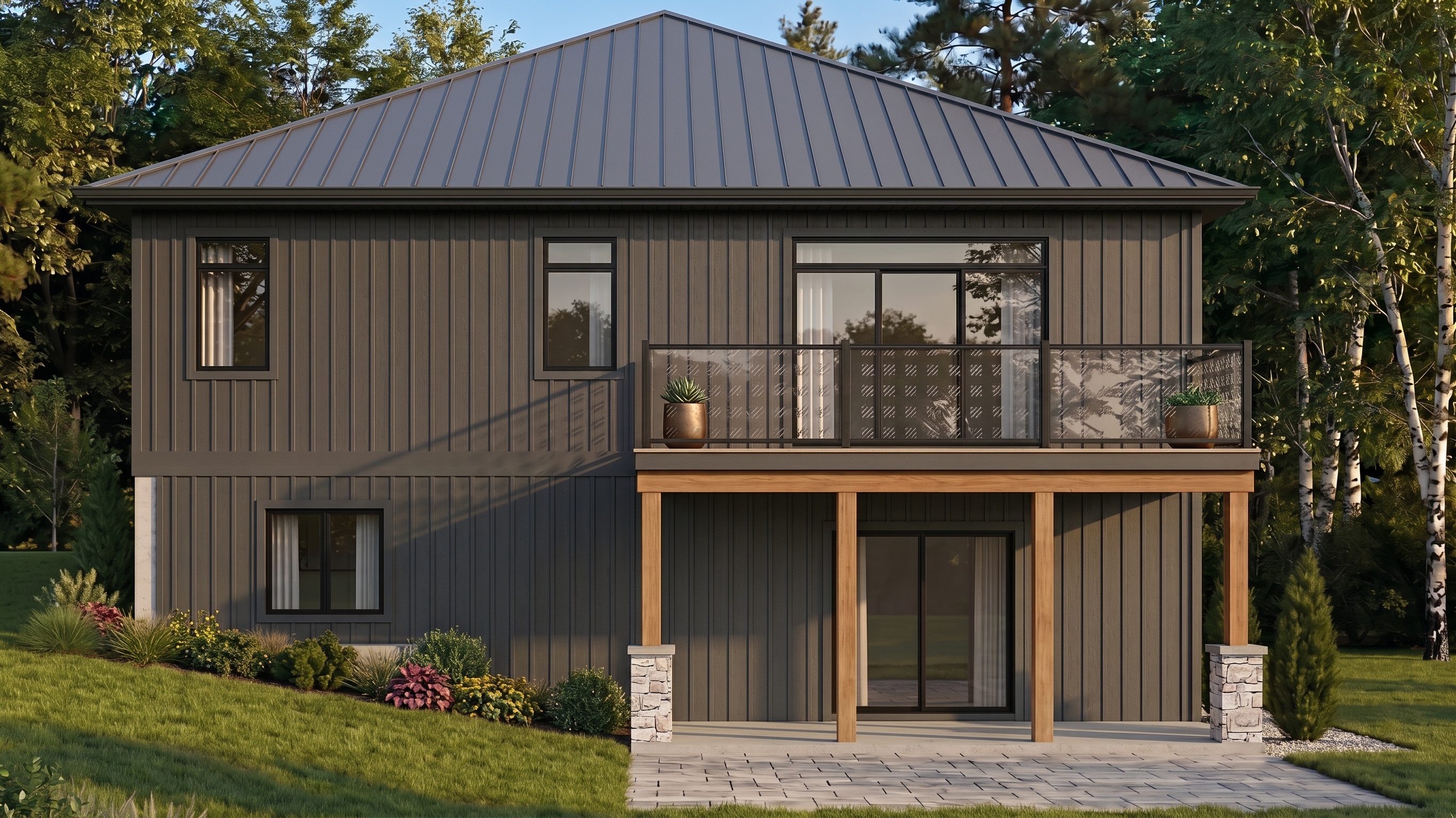 Lot 12 Rear Elevation and Backyard Living